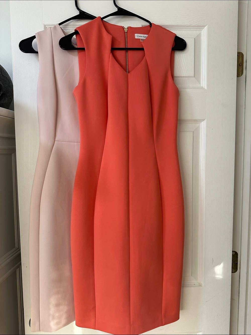 Calvin Klein Coral-Red and Light Pink  Sleeveless Sheath Midi Dress 2 for $55